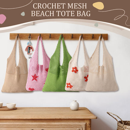 Crochet Beach Tote Bags, Stylish Mesh Beach Bags Shoulder Bag for Women, Cute Summer Vacation Boho Tote Bag.