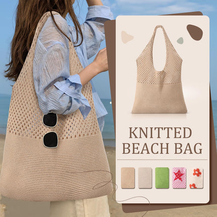 Crochet Beach Tote Bags, Stylish Mesh Beach Bags Shoulder Bag for Women, Cute Summer Vacation Boho Tote Bag.