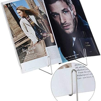 2 Pieces Fold-n-Stow Book Stands, Adjustable Portable Reading Stand, Small Metal Music Book Easel Display Holder for Kitchen Countertops(Black).