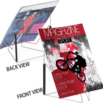 2 Pieces Fold-n-Stow Book Stands, Adjustable Portable Reading Stand, Small Metal Music Book Easel Display Holder for Kitchen Countertops(Black).