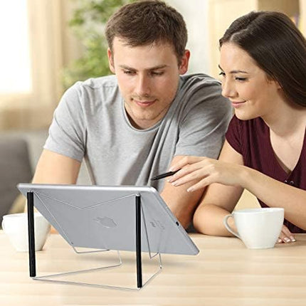 2 Pieces Fold-n-Stow Book Stands, Adjustable Portable Reading Stand, Small Metal Music Book Easel Display Holder for Kitchen Countertops(Black).