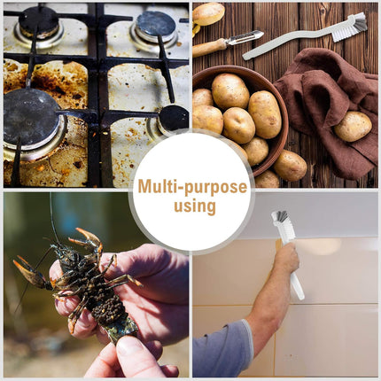 5 Piece Cleaning Dish Scrub Brush Kitchen Sink Bathroom Brushes, Household Pot Pan Dishwasher Edge Corners Grout Deep Cleaning Brush with Stiff Bristles (White and Black).