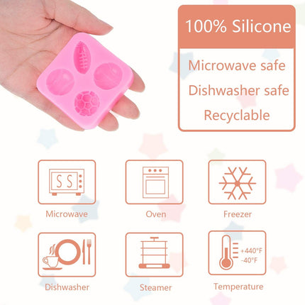 2 Pack Sports Fondant Mold for Cake Decoration, Football Basketball Baseball Soccer Silicone Molds for Valentine's Day DIY Chocolate Candy Mold Cake Decoration Cupcake Topper Polymer Clay.