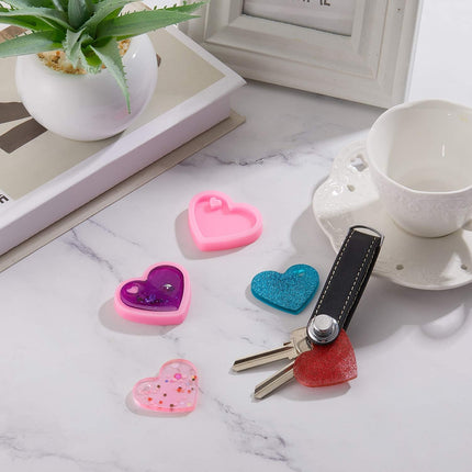 4 Pieces Heart Resin Keychain Molds for Epoxy Resin Easter Mother's Day Silicone Fondant Molds Love Keychain Gift with 20 Pieces Key Rings for DIY Decoration, Homemade Dessert.