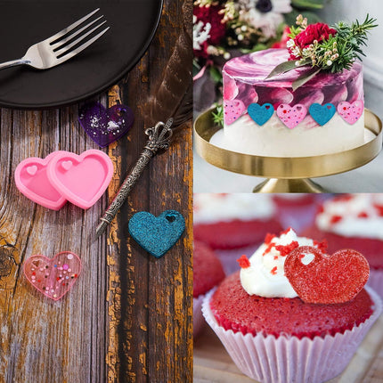 4 Pieces Heart Resin Keychain Molds for Epoxy Resin Easter Mother's Day Silicone Fondant Molds Love Keychain Gift with 20 Pieces Key Rings for DIY Decoration, Homemade Dessert.