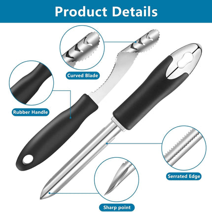 2 Pieces Jalapeno Pepper Corer Zucchini Cucumber Corer Remover with Serrated Slice and Rubber Handle Seed Remover or Slice Off Vegetables Tops for Kitchen.