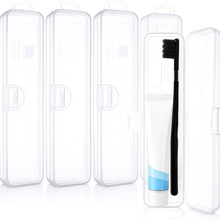 5 Pieces Portable Travel Toothbrush Case, Travel Toothbrush Holder Hard Plastic Dust-Proof Toothbrush Container Toothpaste Box Holder for Travel Use (Clear).