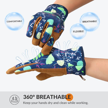 Gardening Gloves for Women, Breathable leather Garden Gloves with Grip, Thorn-Proof Puncture-Resistant Work Gloves.