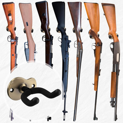 2 Pcs Crossbow Hanger for Wall Vertical Rack Wall Mount Metal Gun Holder Compound Bow Hanger Holder Displays Rack Shotgun Hooks Rifle Storage Securely Holds Airsoft Firearm.