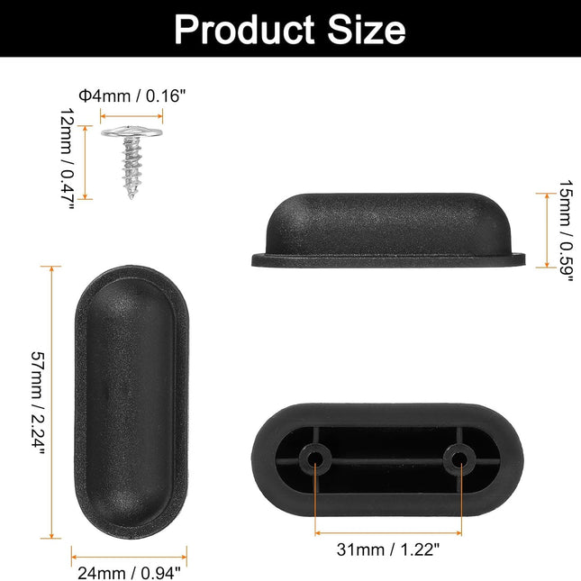 4Pcs Luggage Replacement Pads, Plastic Luggage Stand Feet Stud, Suitcase and Travel Gear Bottom Side Accessories with Self-Tapping Screws, Black (57x24x15mm).