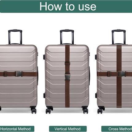 4 Pcs Luggage Straps for Suitcases, Adjustable Luggage Connector Strap Buckle Travel Suitcase Bag Strap Belt Luggage Accessories for Travel Suitcase Bag Connect, Dark Brown.