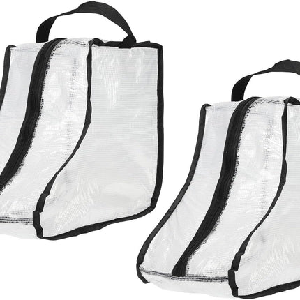 2Pack Boot Storage Bag Portable, PVC Shoe Storage Bag with Zipper Clear Boots Cover Protector Bag for Short Boots and Short Boots Storage Travel and Daily Use, Black Tall.