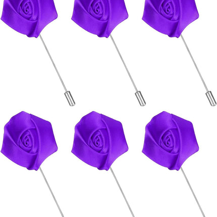 Rose Lapel Pin for Men, Satin Flower Lapel Pins Silk Brooch for Groom Business.