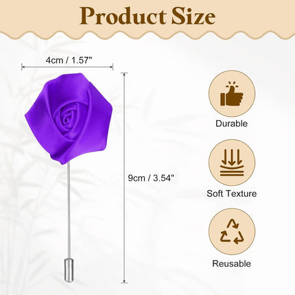 Rose Lapel Pin for Men, Satin Flower Lapel Pins Silk Brooch for Groom Business.