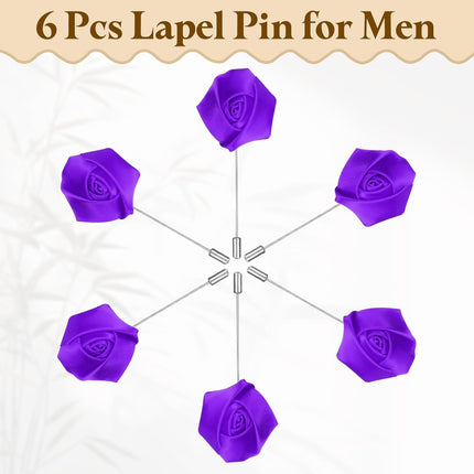 Rose Lapel Pin for Men, Satin Flower Lapel Pins Silk Brooch for Groom Business.