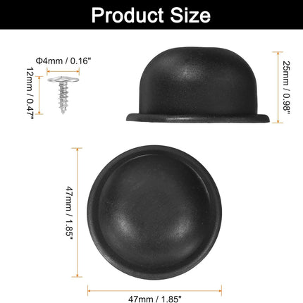 4Pcs Luggage Replacement Pads, Plastic Luggage Stand Feet Stud, Suitcase and Travel Gear Bottom Side Accessories with Self-Tapping Screws, Black (47x47x25mm).