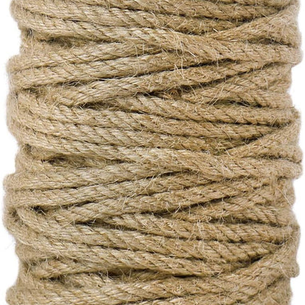 5mm Jute Rope, 100 Feet 4Ply Twisted Heavy Duty and Thick Twine Rope for Gardening, Crafting, Bundling, Cat Scratching Post, Home Decor, Christmas Decorations.