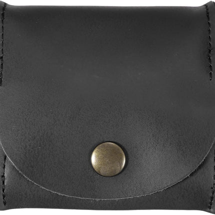 Rustic Leather Coin Purse, Small Leather Pouch Unisex Small Pocket Pouch with Snap Closure Change Holder for Coins Jewelry Earphones Storage, Black.