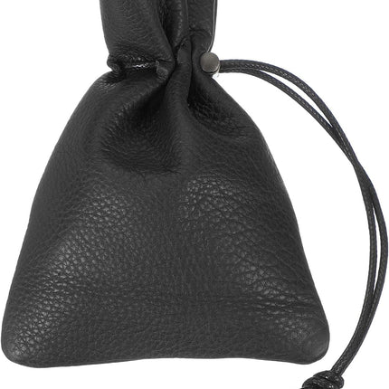 1 Pcs Drawstring Bag, Leather Coin Purse, Change Purse for Women, Men's Leather Bag, for Jewelry, Keys, Coin Storage(Black).