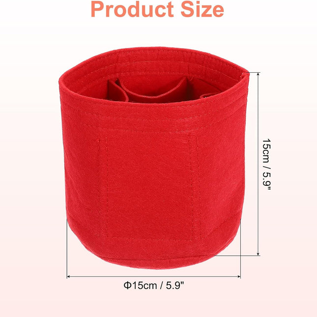 Purse Organizer Insert, Portable Felt Organizer Bags Round Multiple Compartments Purse Liner for Bucket Bag, Domed Satchel, Tote Bag, Handbag Shaper (6" x 6", Red).