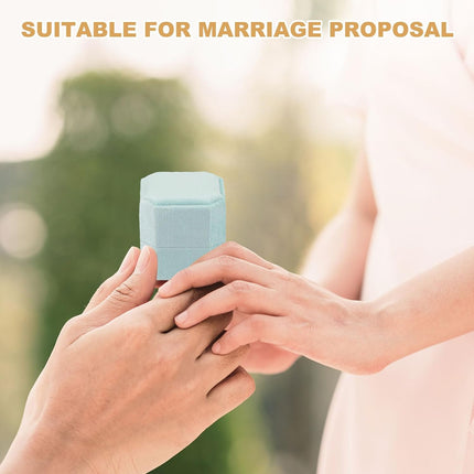 Velvet Ring Box, 2 Slot Square Wedding Ring Display Holder Box Jewelry Ring Gift Case for Wedding Ceremony Proposal Engagement, Orange.
