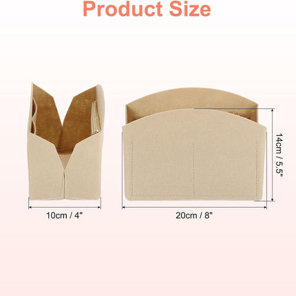 Purse Organizer Insert, Portable Felt Organizer Bags with Metal Zipper Multiple Compartments Purse Liner for Domed Satchel, Tote Bag, Handbag Shaper (8" x 4" x 5.5", Beige).