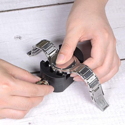 Watch Back Case Cover Remover Holder, Watch Repair Tool Adjustable 32mm PVC Black.