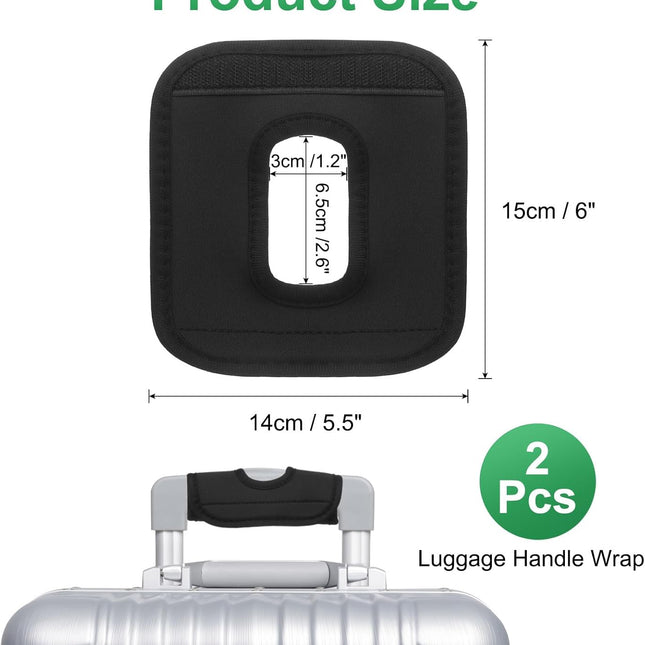 Luggage Handle Wrap, 2 Pcs Hollow Neoprene Handbag Grip Cover Protector Luggage Identifiers Suitcase Handle Wraps for Luggage Suitcase Travel Bags, Black.