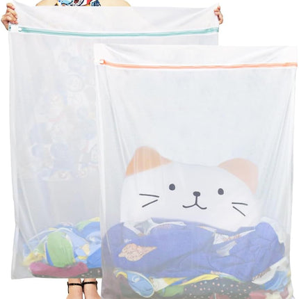 Extra Large Mesh Laundry Bags, 2 Pack 43 x 35 inch Jumbo Delicates Bag for Washing Machine, Large Mesh Bags for Delicates, Coats, Blankets, Bedding, Toys, Pet Items.