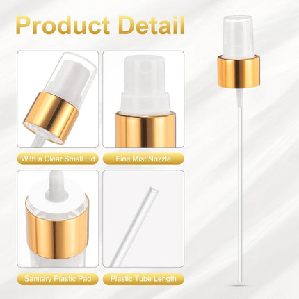 6 Pcs Gold White Spray Top, 24/410 Fine Mist Sprayer Reusable Replacement Spray Bottle Pump Plastic Top for Cosmetic Perfume and Body Sprays Bottle.