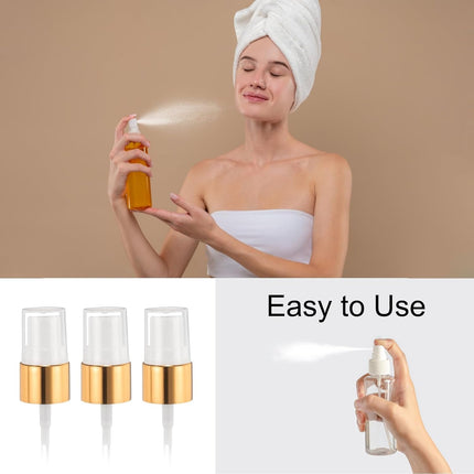 6 Pcs Gold White Spray Top, 24/410 Fine Mist Sprayer Reusable Replacement Spray Bottle Pump Plastic Top for Cosmetic Perfume and Body Sprays Bottle.
