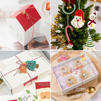 Red and White Twine, 656 Feet 200m Cotton Bakers Twine Ribbon for Baking, Butchers, Crafts, Gift Wrapping, Christmas Holiday Decorations.