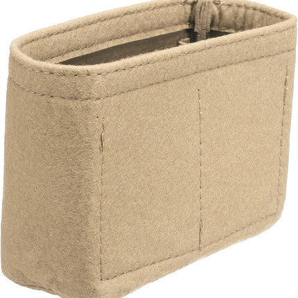 Purse Organizer Insert, Felt Portable Handbag Shaper Multiple Compartments Liner Pouch for Handbag Purse Tote Bag, 5.3" x 2" x 4", Beige.