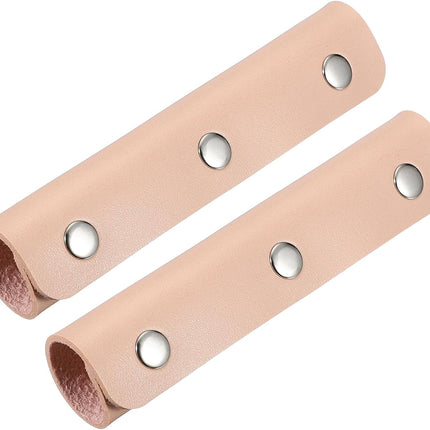 2 Pcs Handbag Handle Cover, Leather Luggage Handle Wraps, Purse Strap Cover Luggage Grip Protector Fine Texture Silver Buckle for Purse Tote Bag Suitcase, Peach Pink.