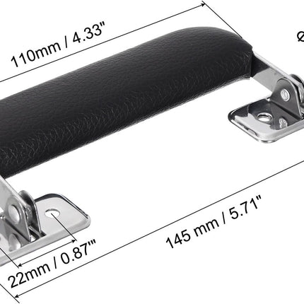 Leather Handle, 2Pcs - Metal Luggage Handle, Vintage Suitcase Replacement Strap, Vintage Pull Handle for Trunk Handbag Briefcase Speaker Box (Black), 110mm.