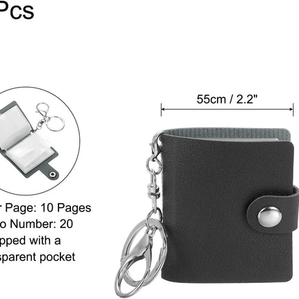 2 Pcs Mini Photo Keychain Custom Keychain Personalized Leather Photo Album Keychains with 20 Pictures DIY Small Memory Key Ring Picture Book for Family, Black.