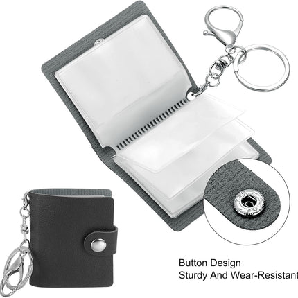 2 Pcs Mini Photo Keychain Custom Keychain Personalized Leather Photo Album Keychains with 20 Pictures DIY Small Memory Key Ring Picture Book for Family, Black.