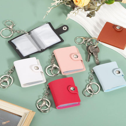 2 Pcs Mini Photo Keychain Custom Keychain Personalized Leather Photo Album Keychains with 20 Pictures DIY Small Memory Key Ring Picture Book for Family, Black.