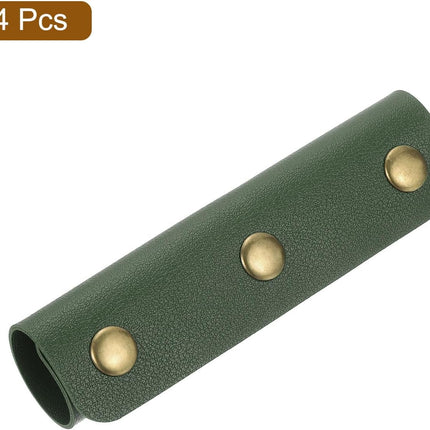 4Pcs Handbag Handle Cover, PU Leather Luggage Handle Wraps, Luggage Grip Protector for Purse Tote Bag Suitcase, Dark Green.
