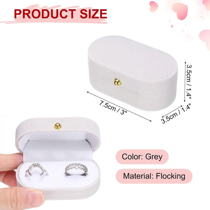 Velvet Ring Box, Small Travel Jewelry Case Mini Ring Holder Jewelry Organizer Storage Case for Women Girls Wedding Proposal Engagement, Grey.