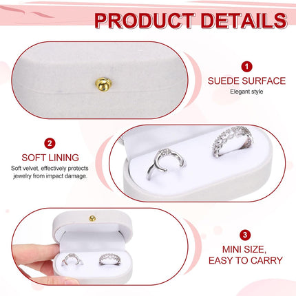 Velvet Ring Box, Small Travel Jewelry Case Mini Ring Holder Jewelry Organizer Storage Case for Women Girls Wedding Proposal Engagement, Grey.