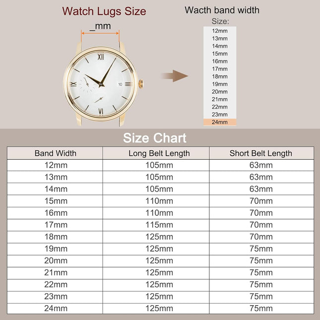 Multiple Sizes Leather Watch Band Quick Release Deployment Buckle Cowhide Watch Strap for Men and Women.