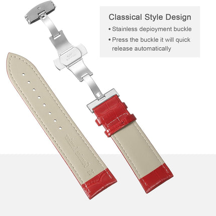 Multiple Sizes Leather Watch Band Quick Release Deployment Buckle Cowhide Watch Strap for Men and Women.