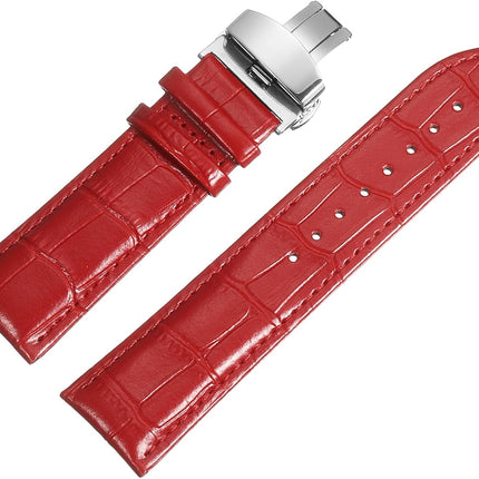 Multiple Sizes Leather Watch Band Quick Release Deployment Buckle Cowhide Watch Strap for Men and Women.