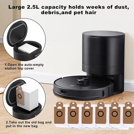 6 Pack Dust Bags for iHome AutoVac Nova Self Empty Robot Vacuum Replacement Accessory Parts.