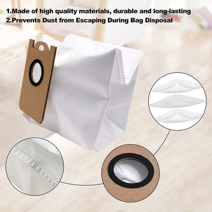 6 Pack Dust Bags for iHome AutoVac Nova Self Empty Robot Vacuum Replacement Accessory Parts.