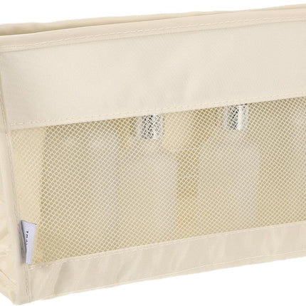 Mesh Makeup Bag, Large Capacity Travel Zipper Cosmetic Bags, Beach Mesh Toiletry Pouches Purse Storage Organizer for Women Girls, Cream.