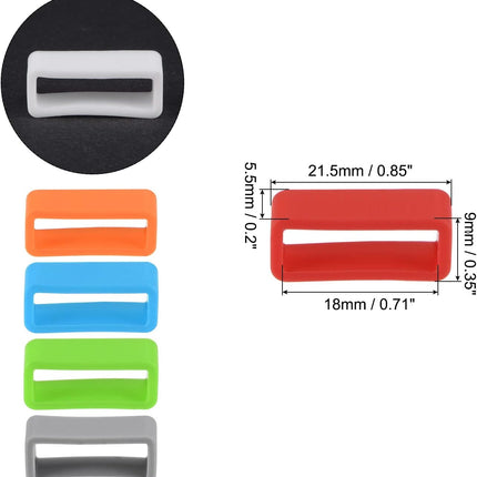 Watch Band Strap Loops, 18mm Width Rubber Fastener Rings Silicone Watch Holder Retainers for Watch Band Mix Color 6 Pcs.