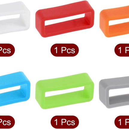 Watch Band Strap Loops, 18mm Width Rubber Fastener Rings Silicone Watch Holder Retainers for Watch Band Mix Color 6 Pcs.