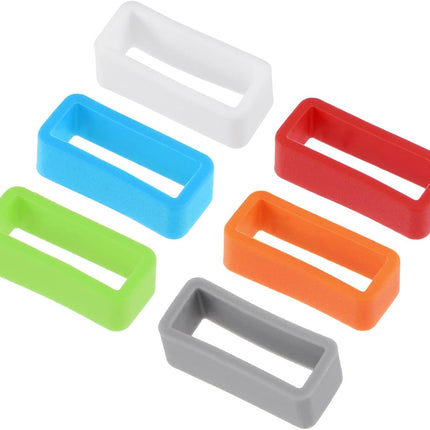 Watch Band Strap Loops, 18mm Width Rubber Fastener Rings Silicone Watch Holder Retainers for Watch Band Mix Color 6 Pcs.